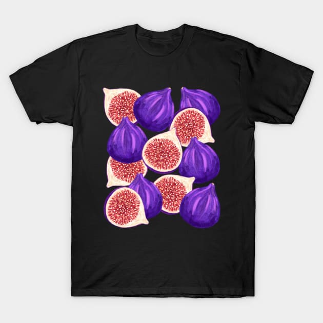 Purple Figs Fruit T-Shirt by Kraina